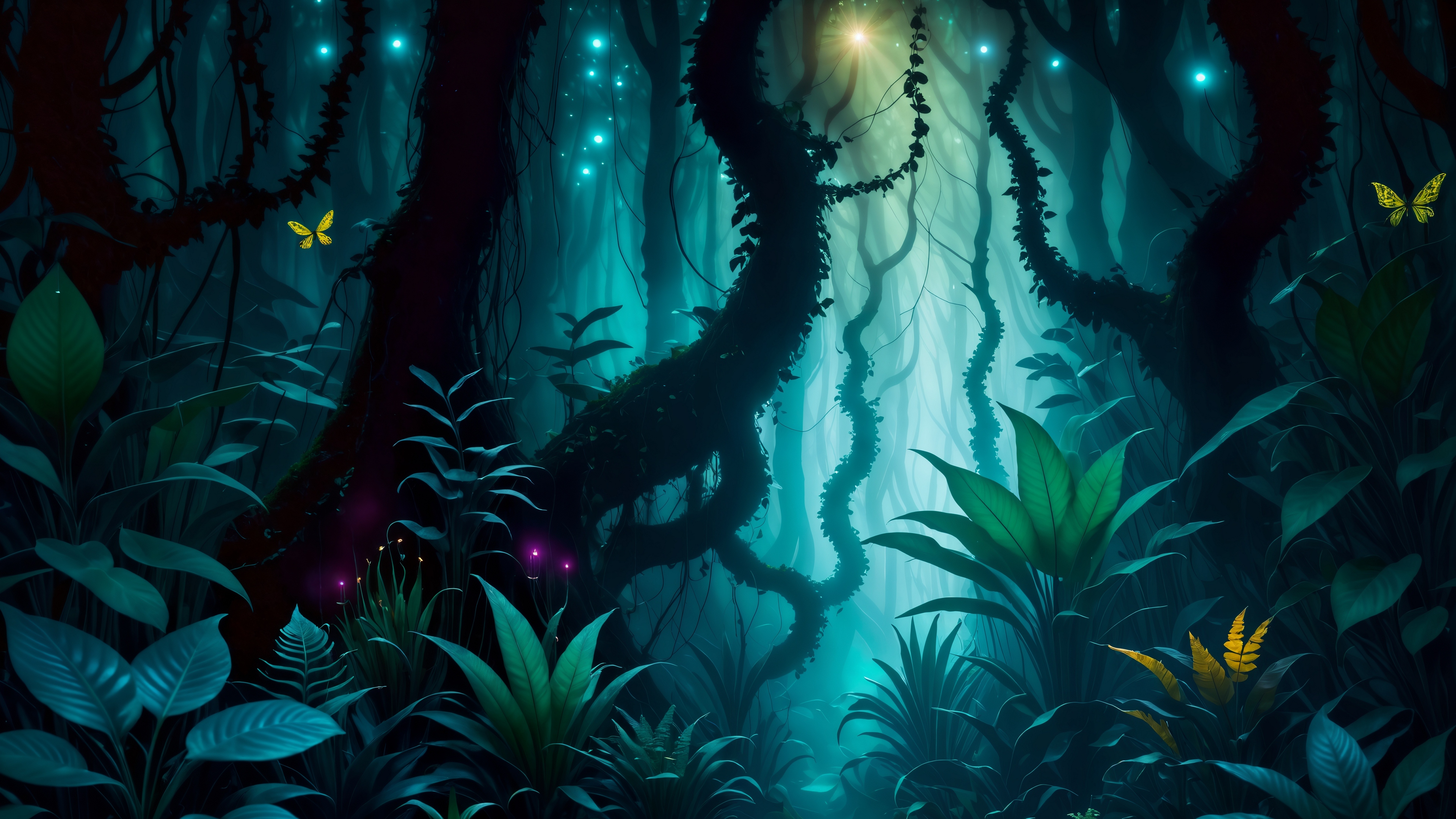 Free photo Lights of the mysterious jungle