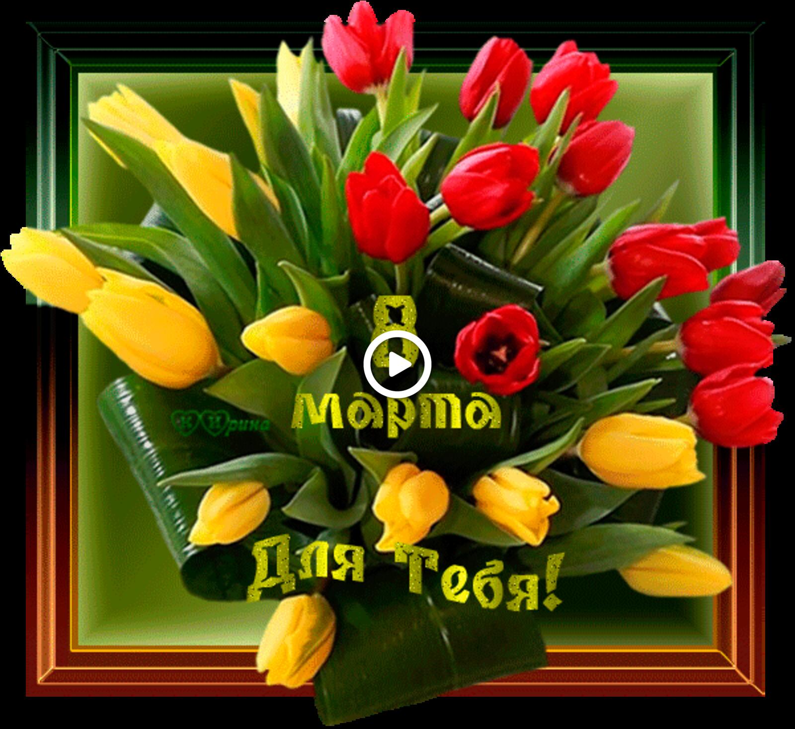 Free postcard A bouquet of tulips for you on March 8th.