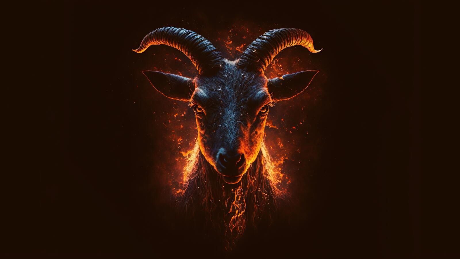 Free photo Devil`s goat head on a black background
