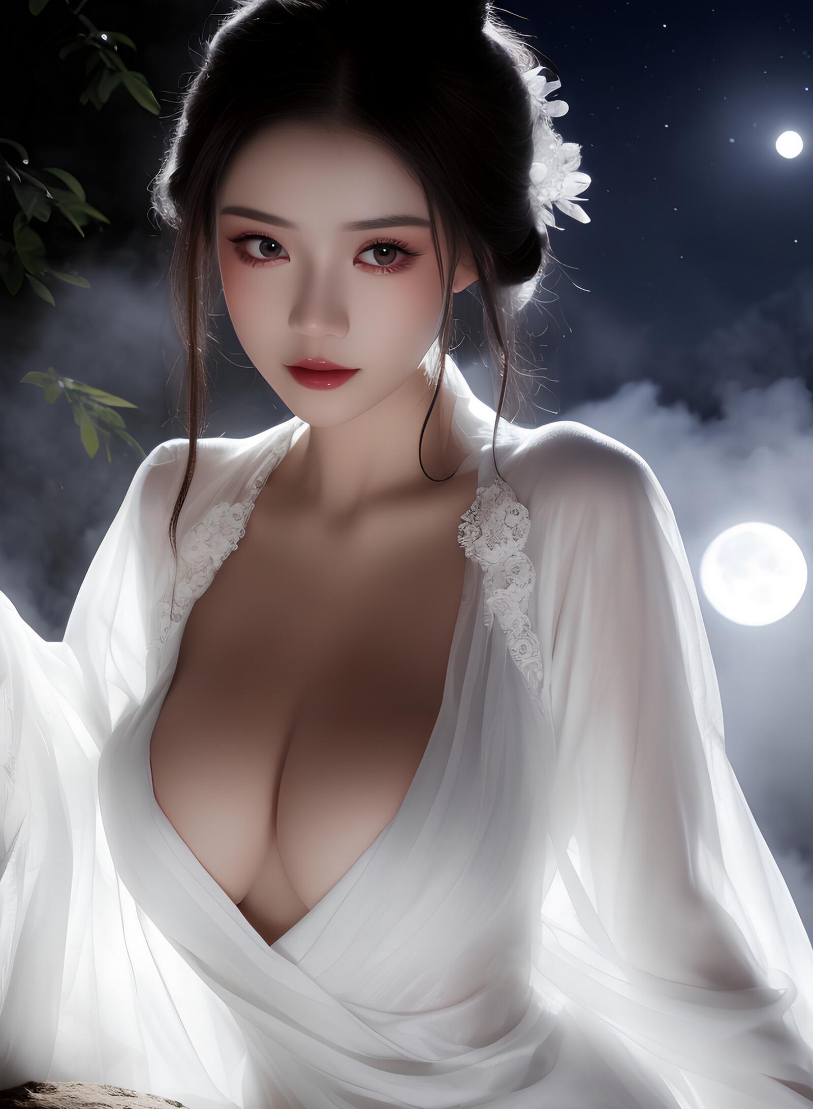 Бесплатное фото Азиатская девушка с большой грудью