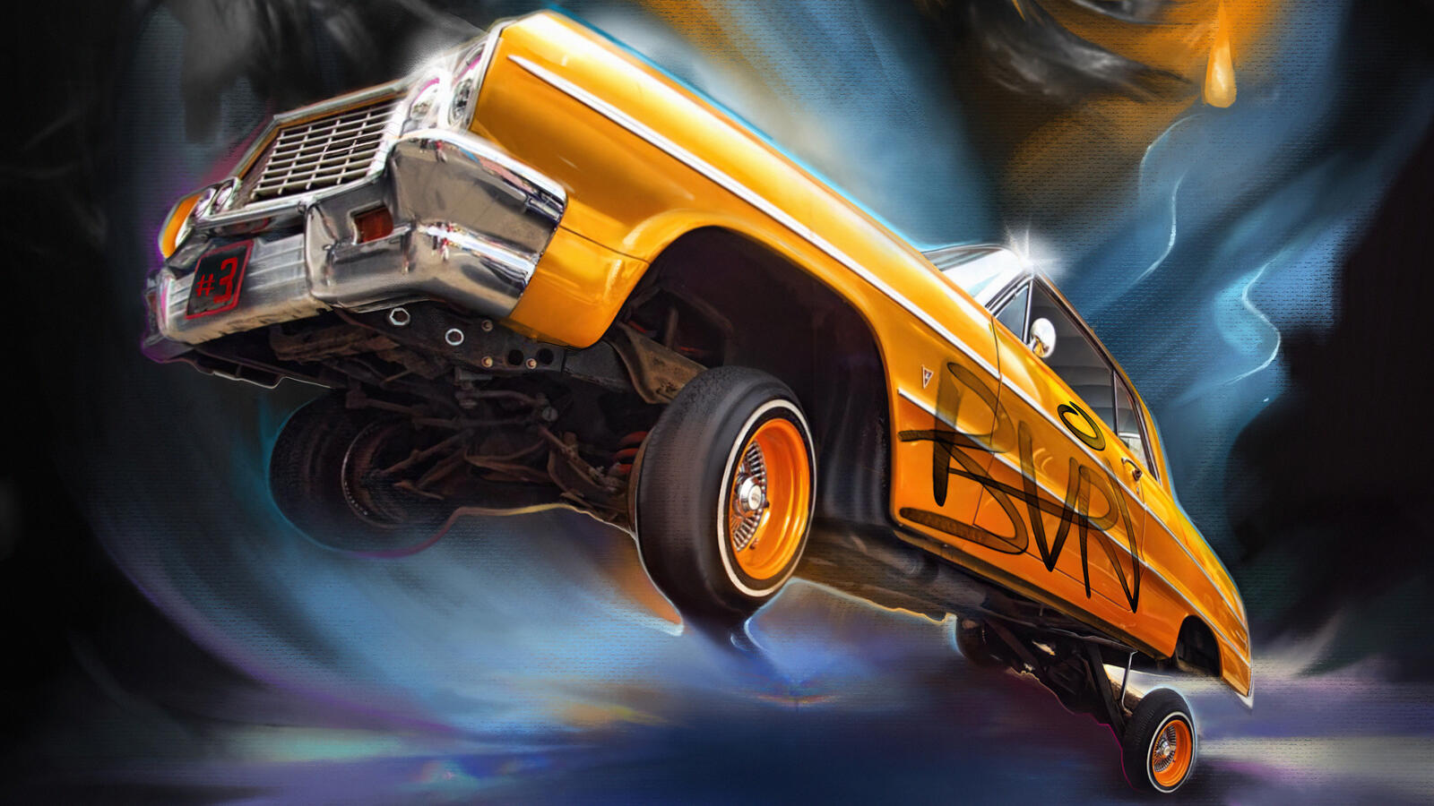 Free photo Drawing of the Yellow Lowrider