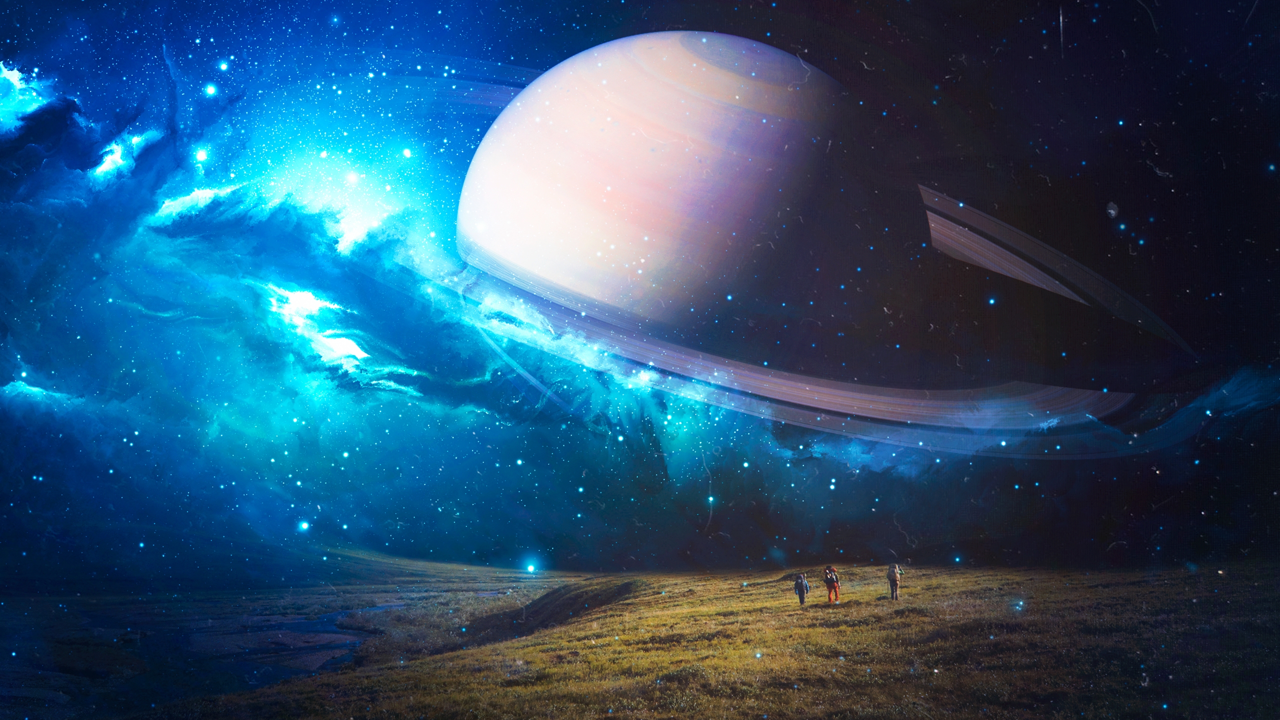 Бесплатное фото Фантастическая картинка с сатурном