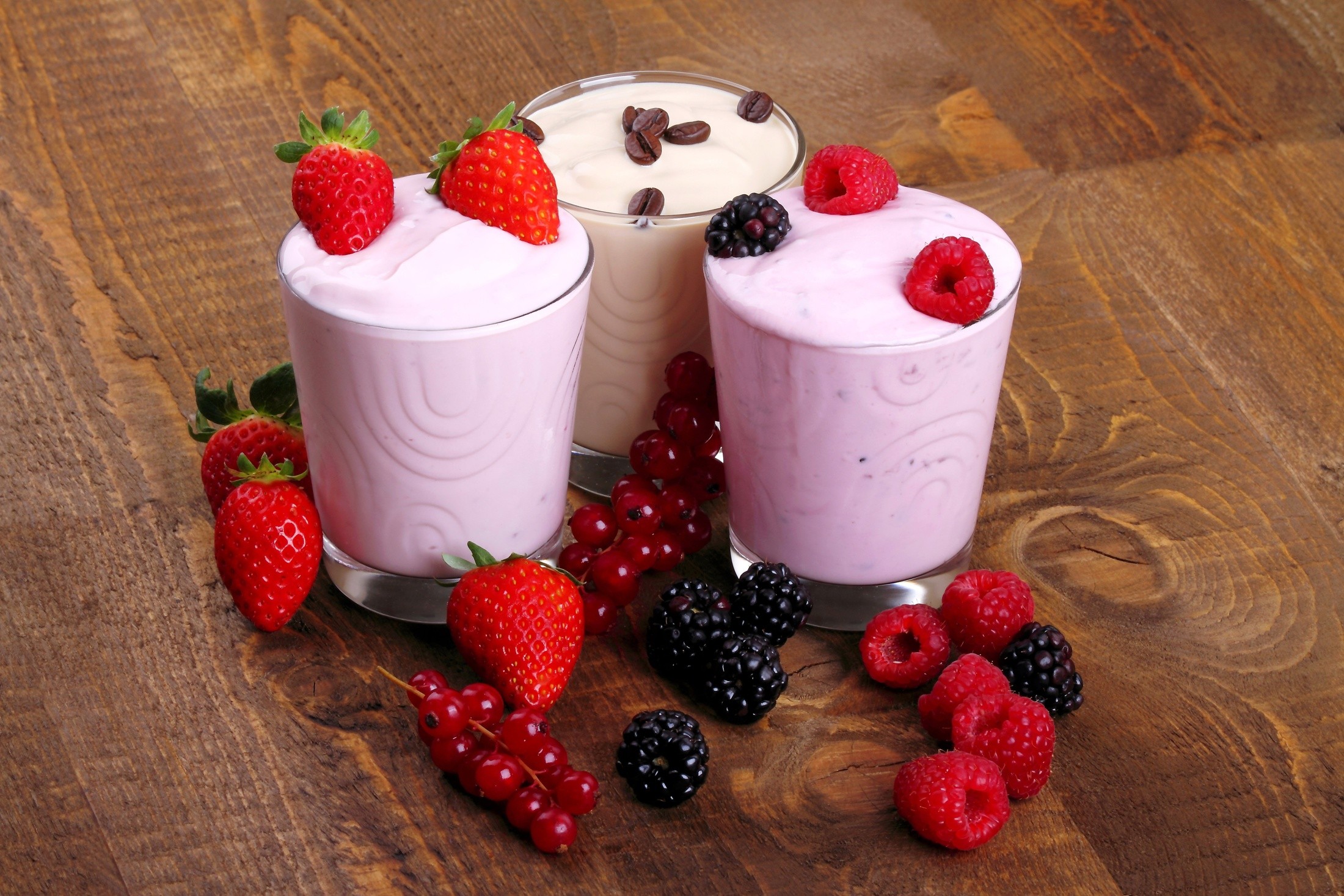 Strawberry yogurt smoothies.