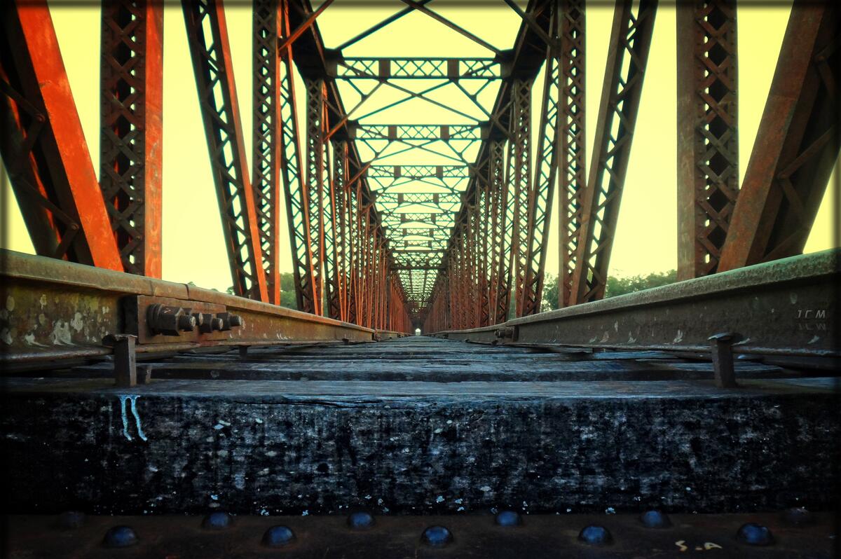 Railroad bridge view from the railroad tracks