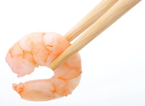 Boiled shrimp on a white background