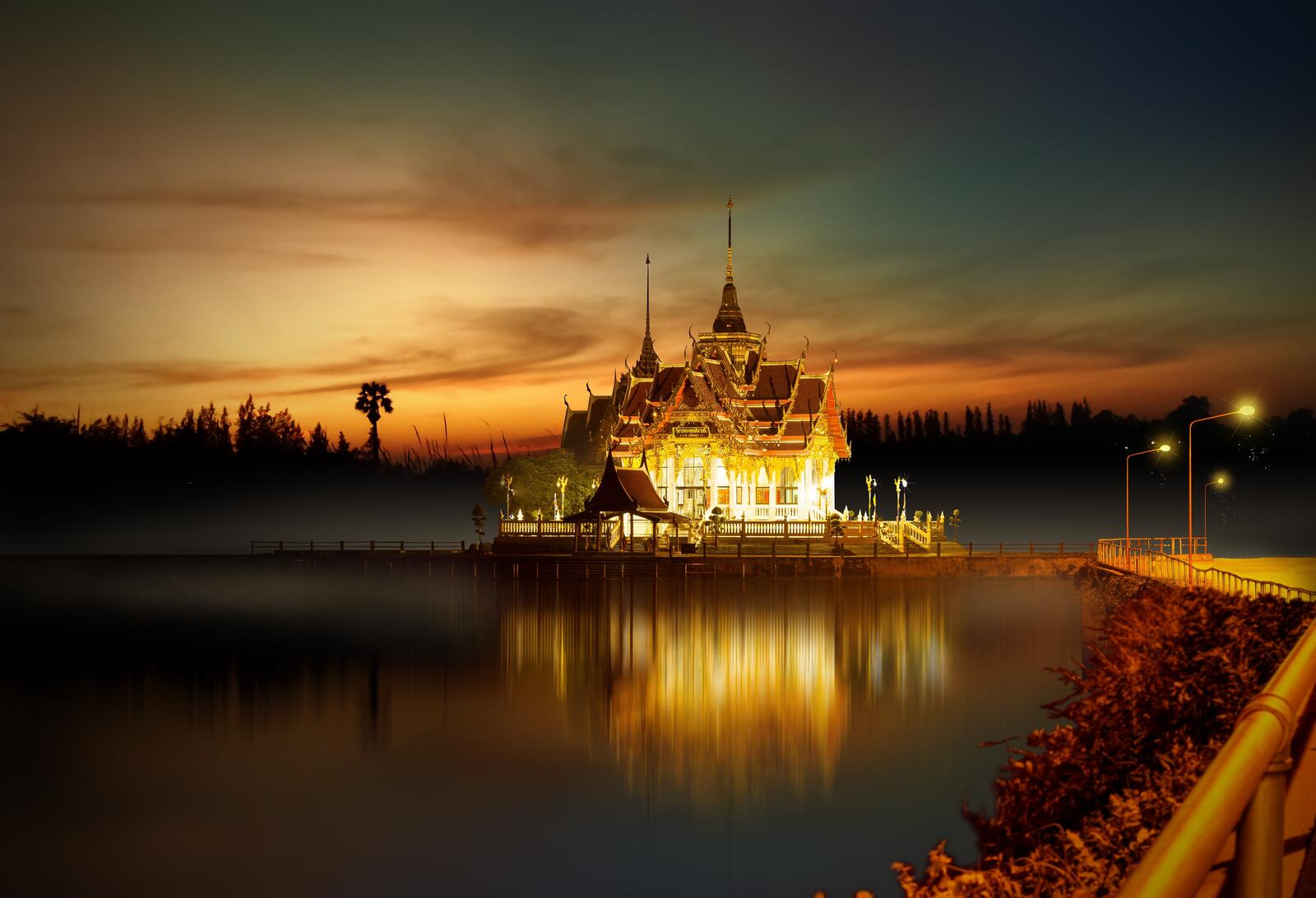 Wallpapers sunset wallpaper buddhism temple landscapes on the desktop