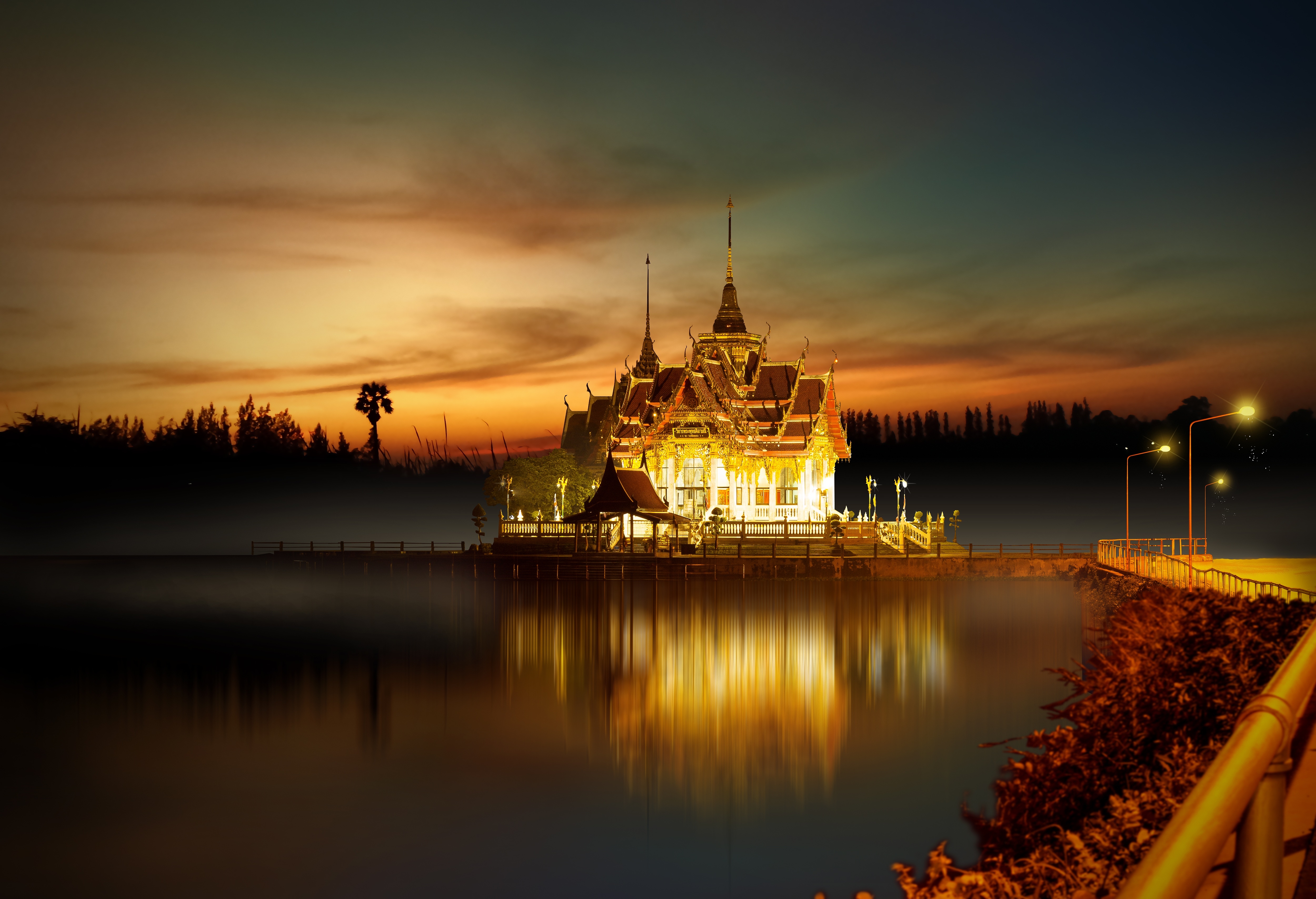 Wallpapers sunset wallpaper buddhism temple landscapes on the desktop