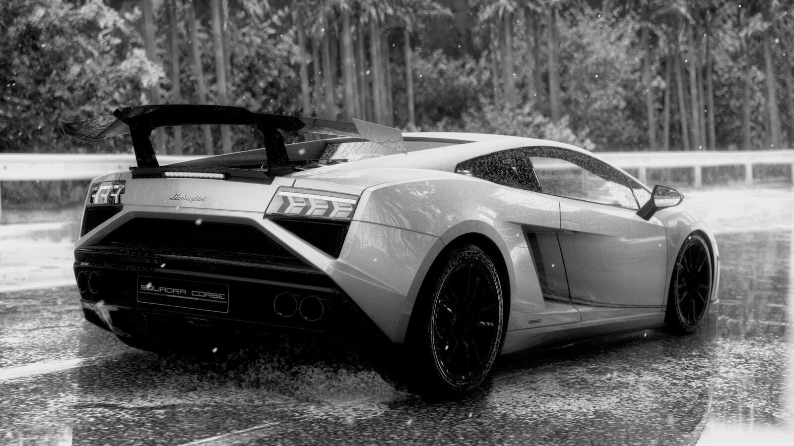 Free photo Monochrome picture of a Lamborghini Gallardo.