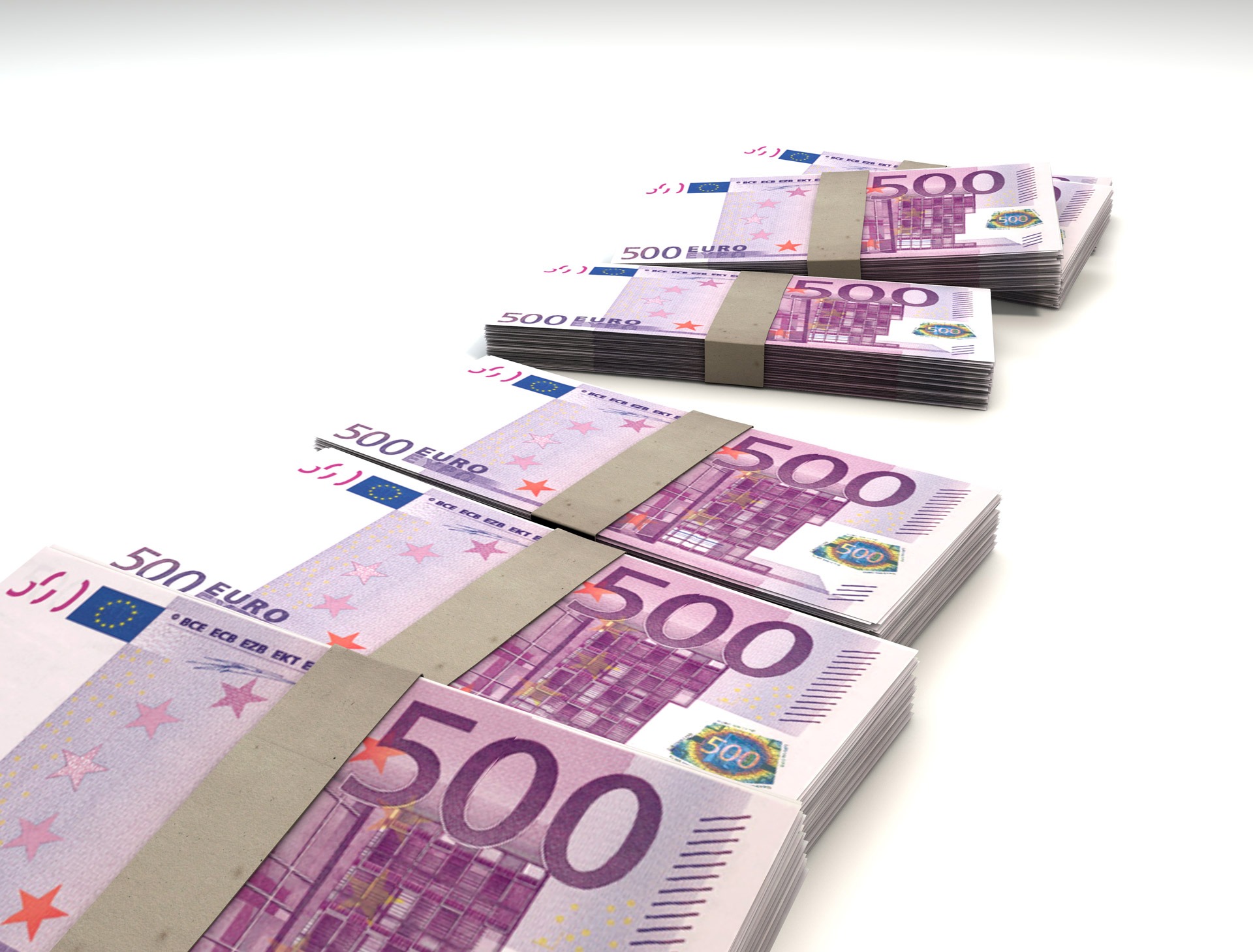 Wads of money for 500 euros