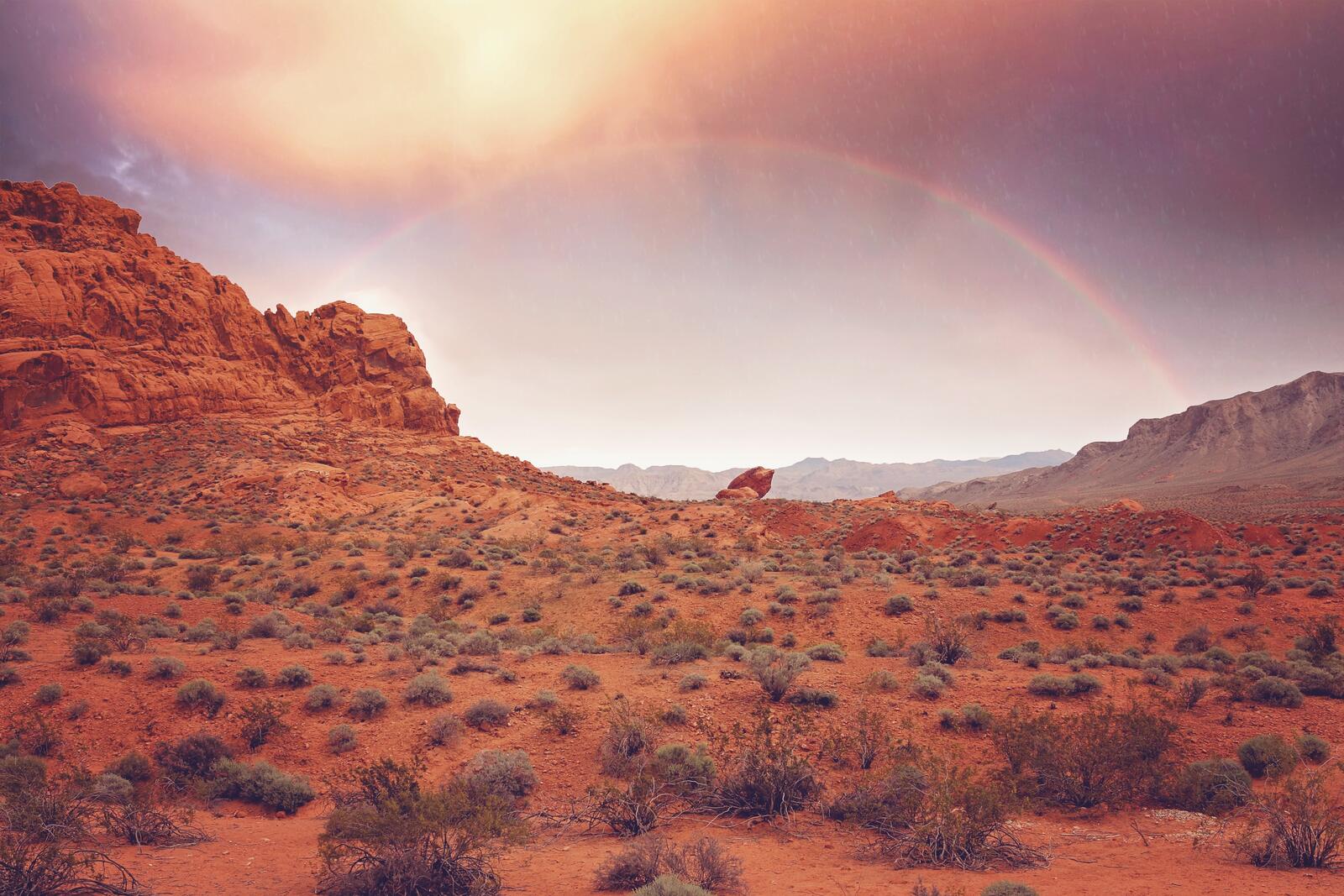 Free photo Rainbow in the desert