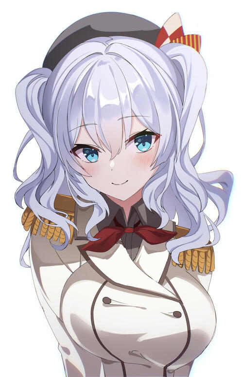 Portrait of an anime girl with white hair