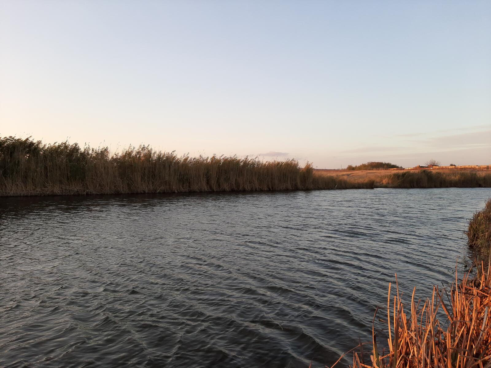 Бесплатное фото Вид с рыбацкого места у реки на закате