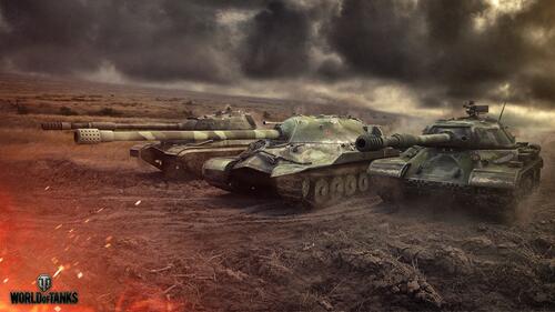 World of Tanks screensaver with Soviet tanks