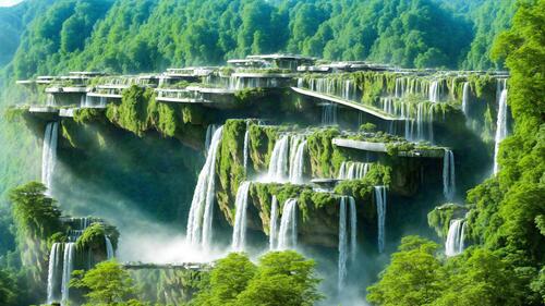 Необычное место с фантастическими водопадами