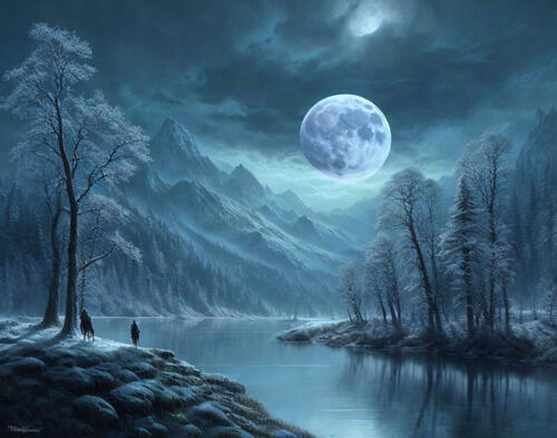 A night walk under the moon