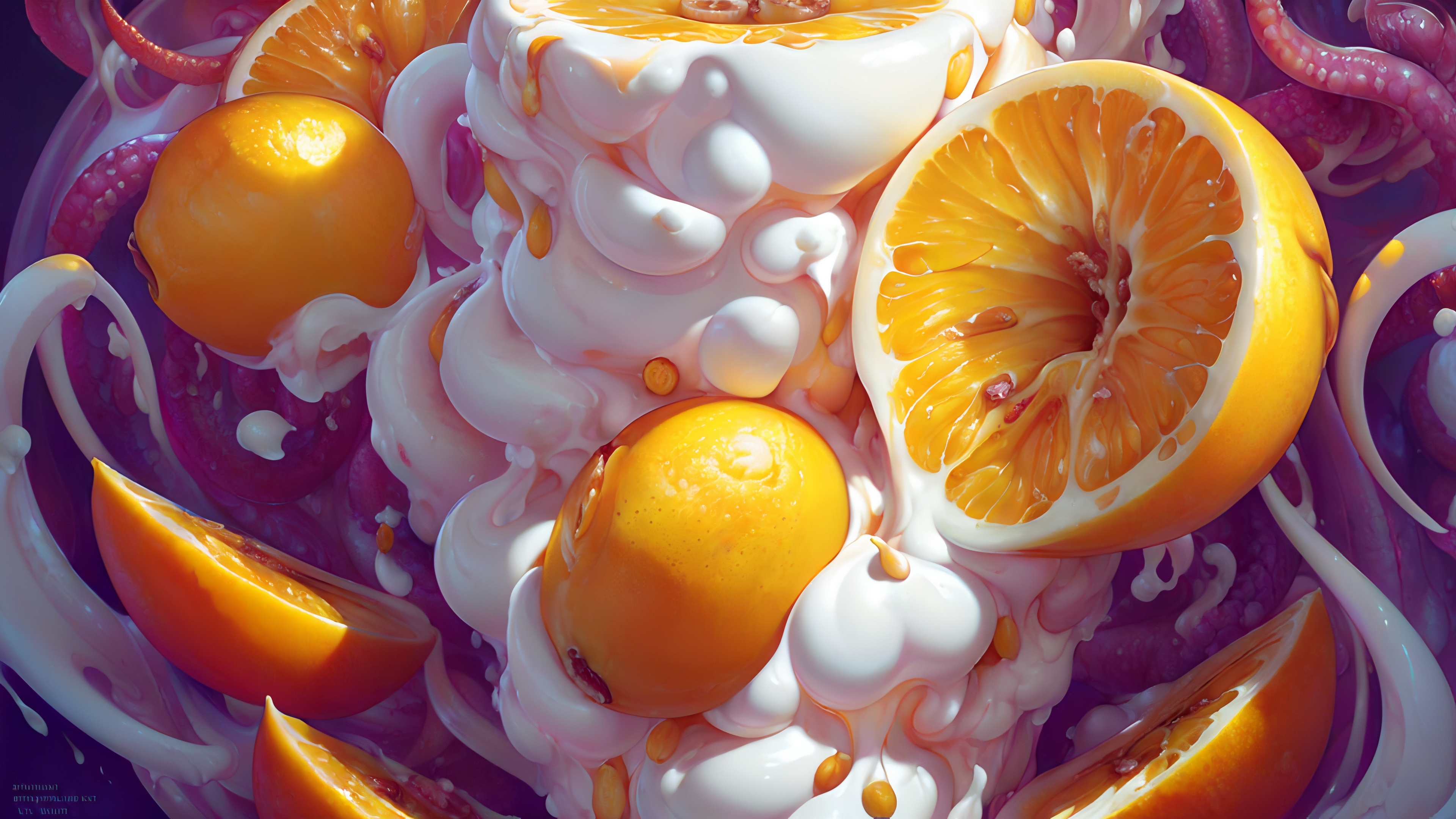 Oranges mixed with yogurt