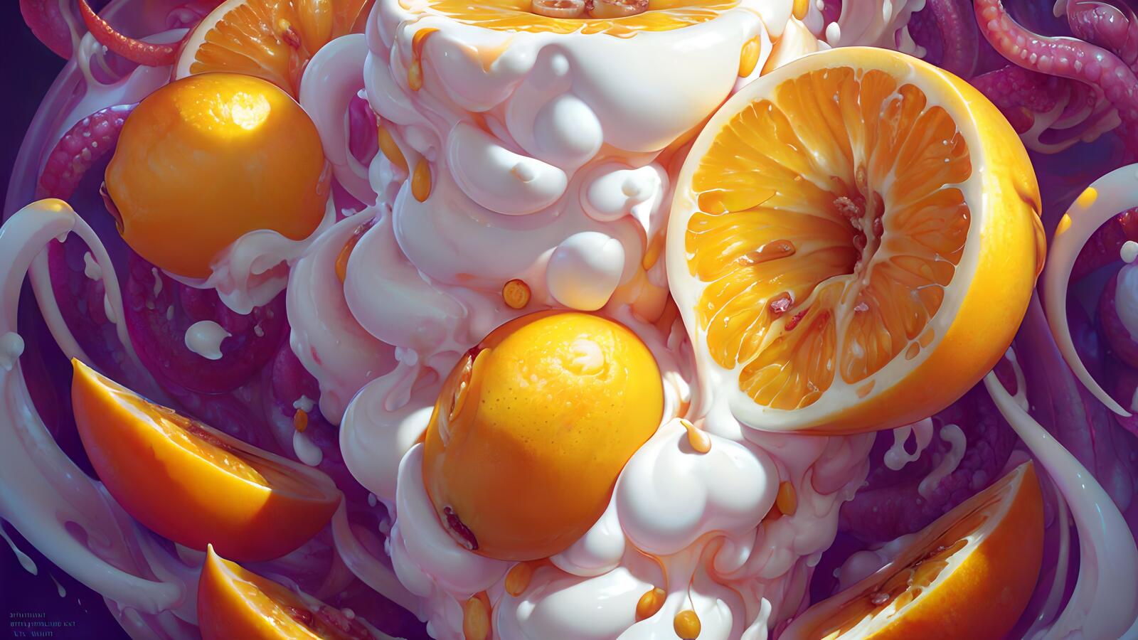 Бесплатное фото Апельсины в перемешку с йогуртом
