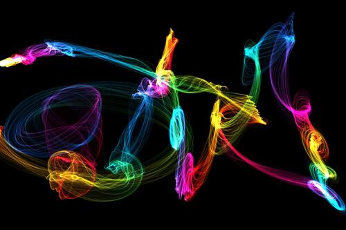 Multicolored lines in the form of smoke