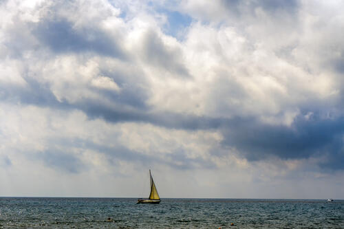 A sailboat at sea