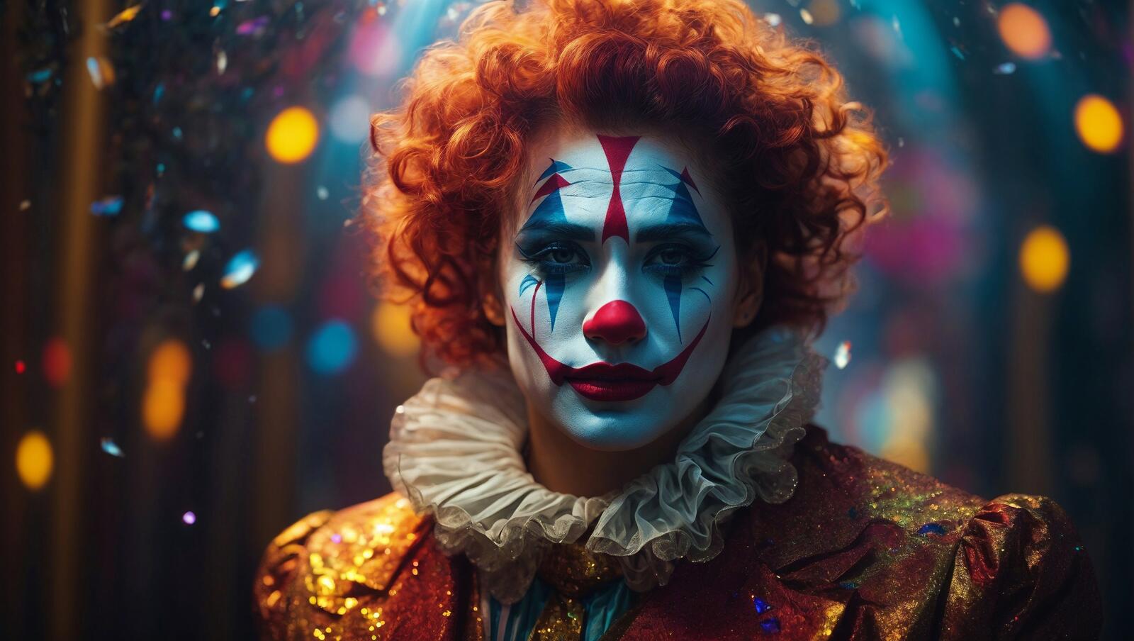 Бесплатное фото Изображение клоуна с клоунским гримом
