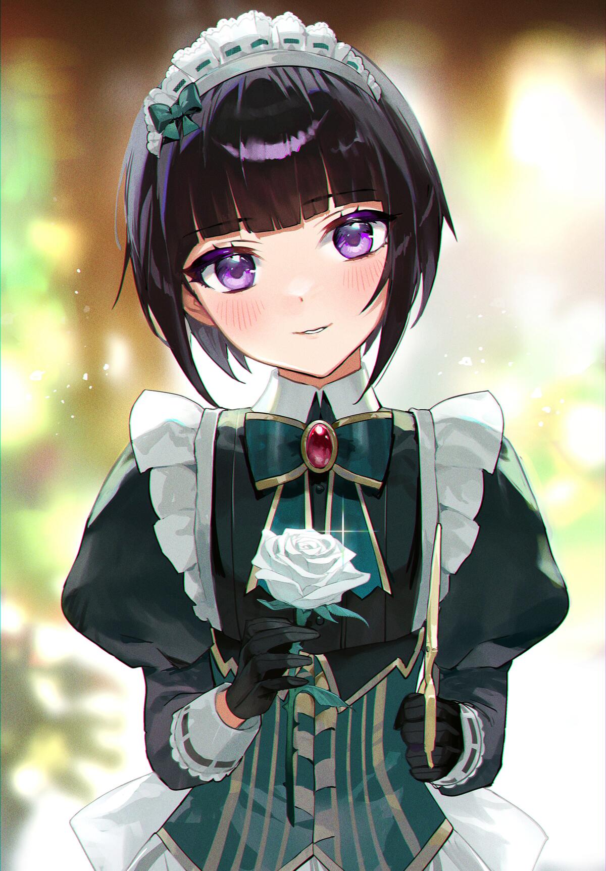 Anime girl with purple eyes.
