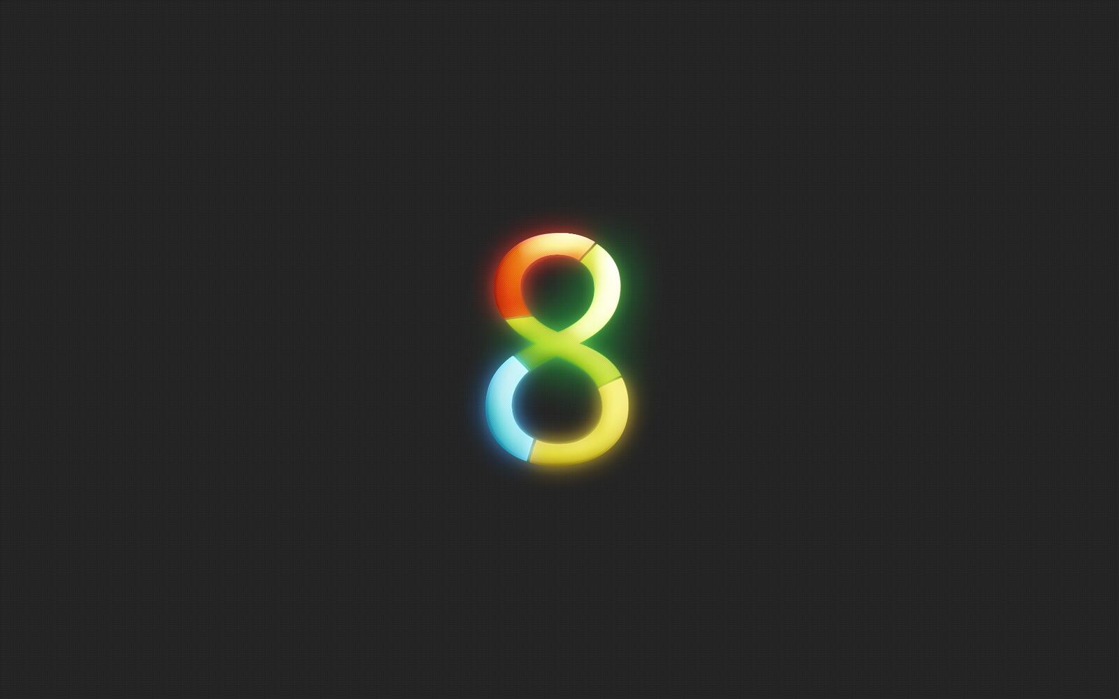 Бесплатное фото Разноцветная цифра 8 для Windows 8