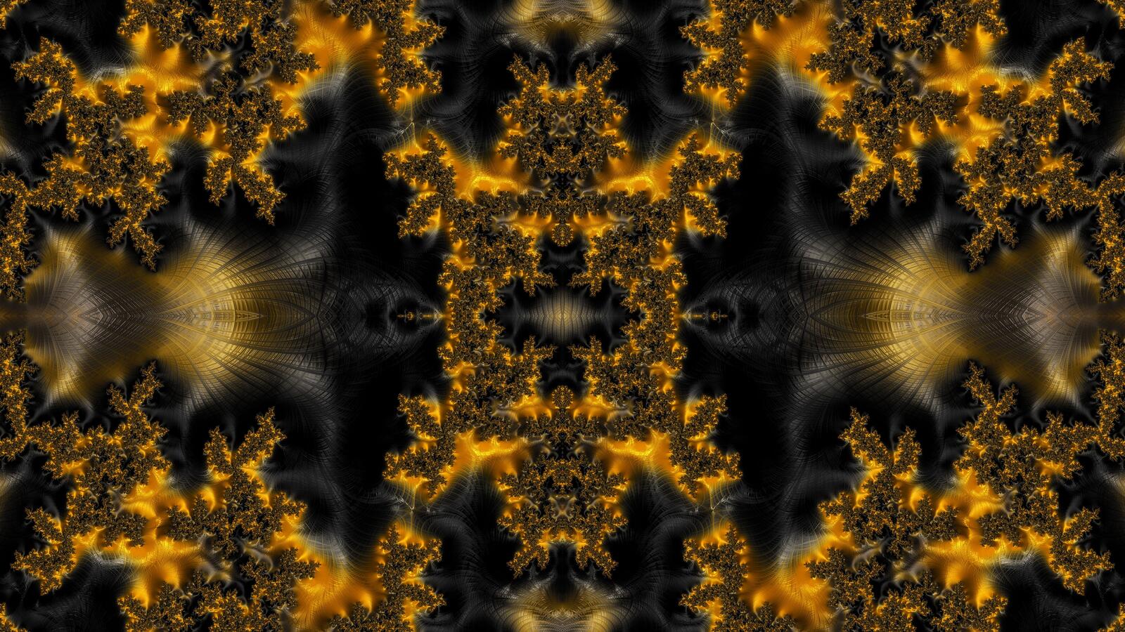 Бесплатное фото Фрактальное отражение в золотом и черном цветах