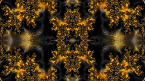Фрактальное отражение в золотом и черном цветах