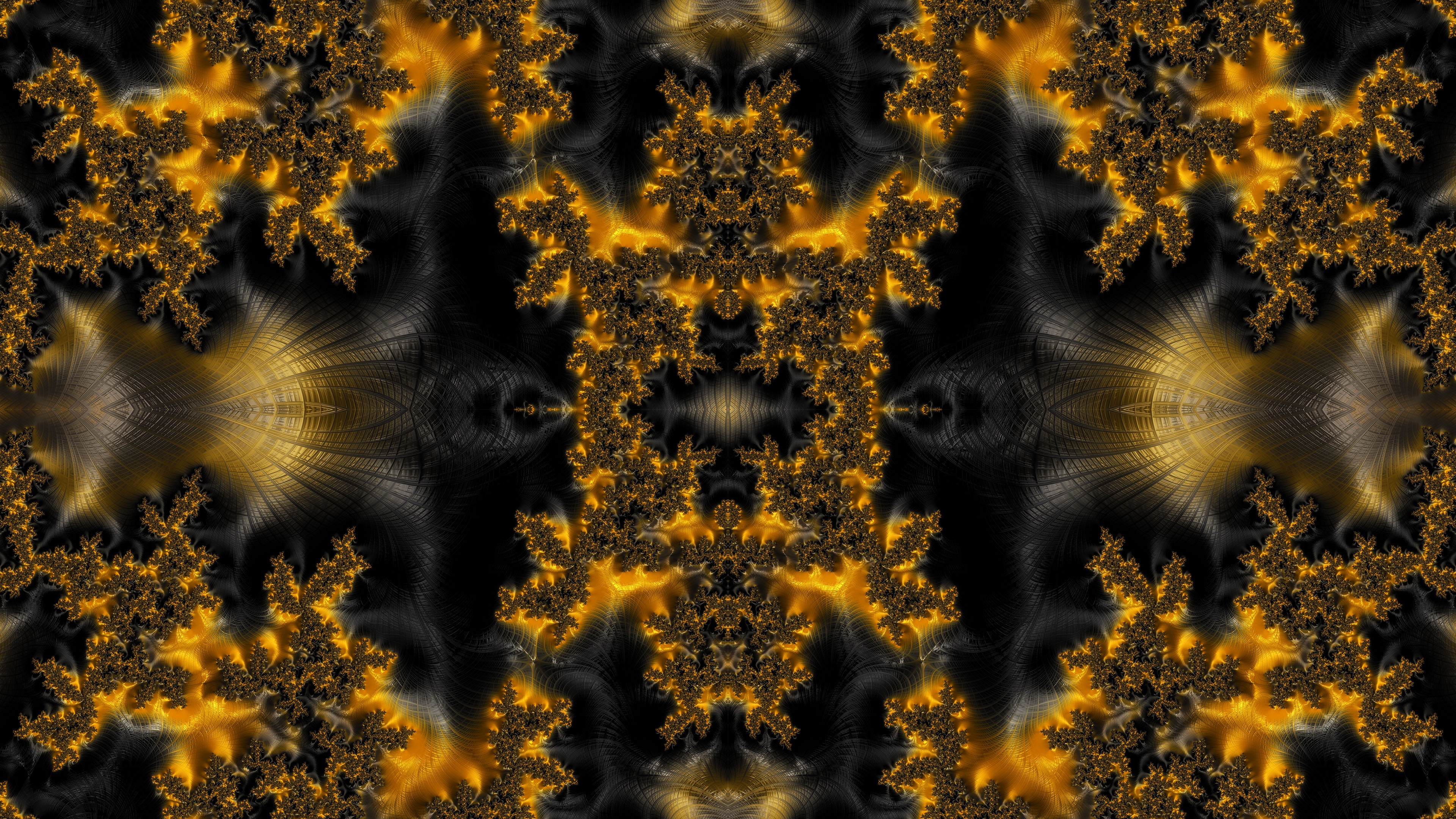 Бесплатное фото Фрактальное отражение в золотом и черном цветах