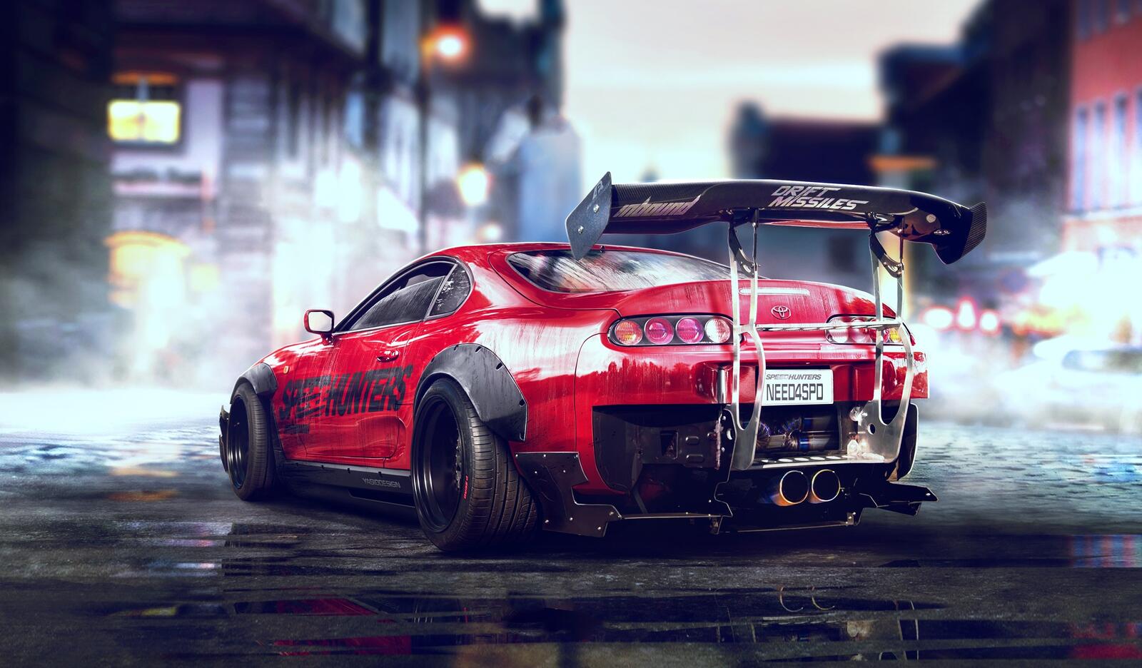 Бесплатное фото Красная Toyota Supra из игры Need for Speed