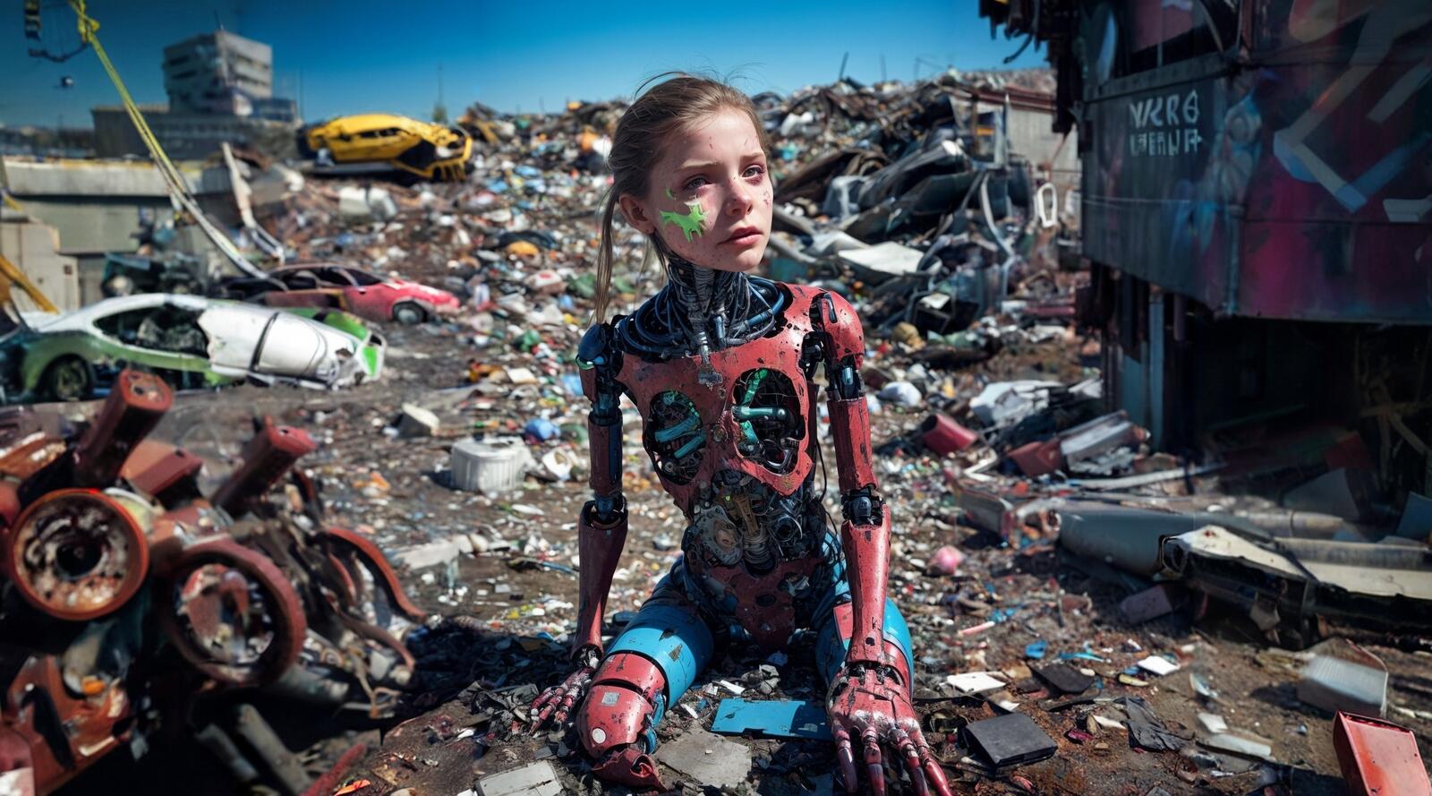Бесплатное фото Сломанная девочка киборг