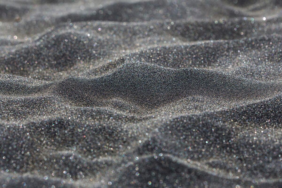 Black sand in close-up