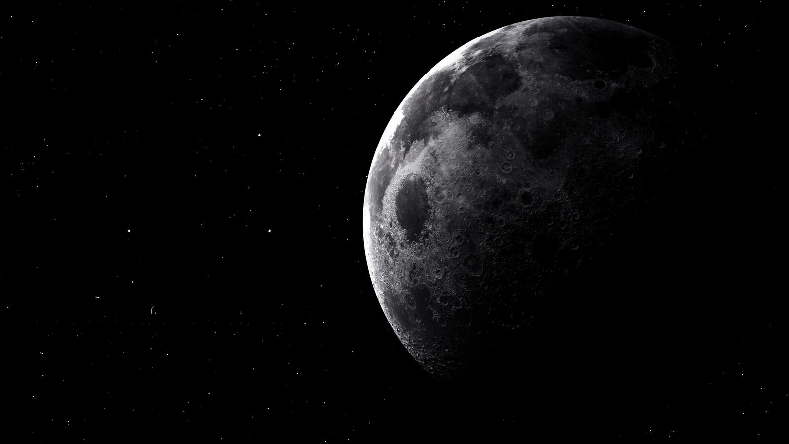 Бесплатное фото Луна в космосе освещается солнечным светом