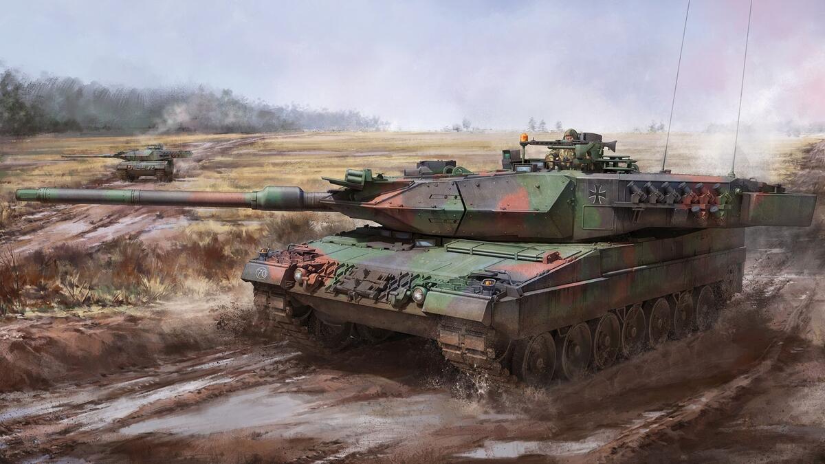 Танк леопард 2 на поле сражения