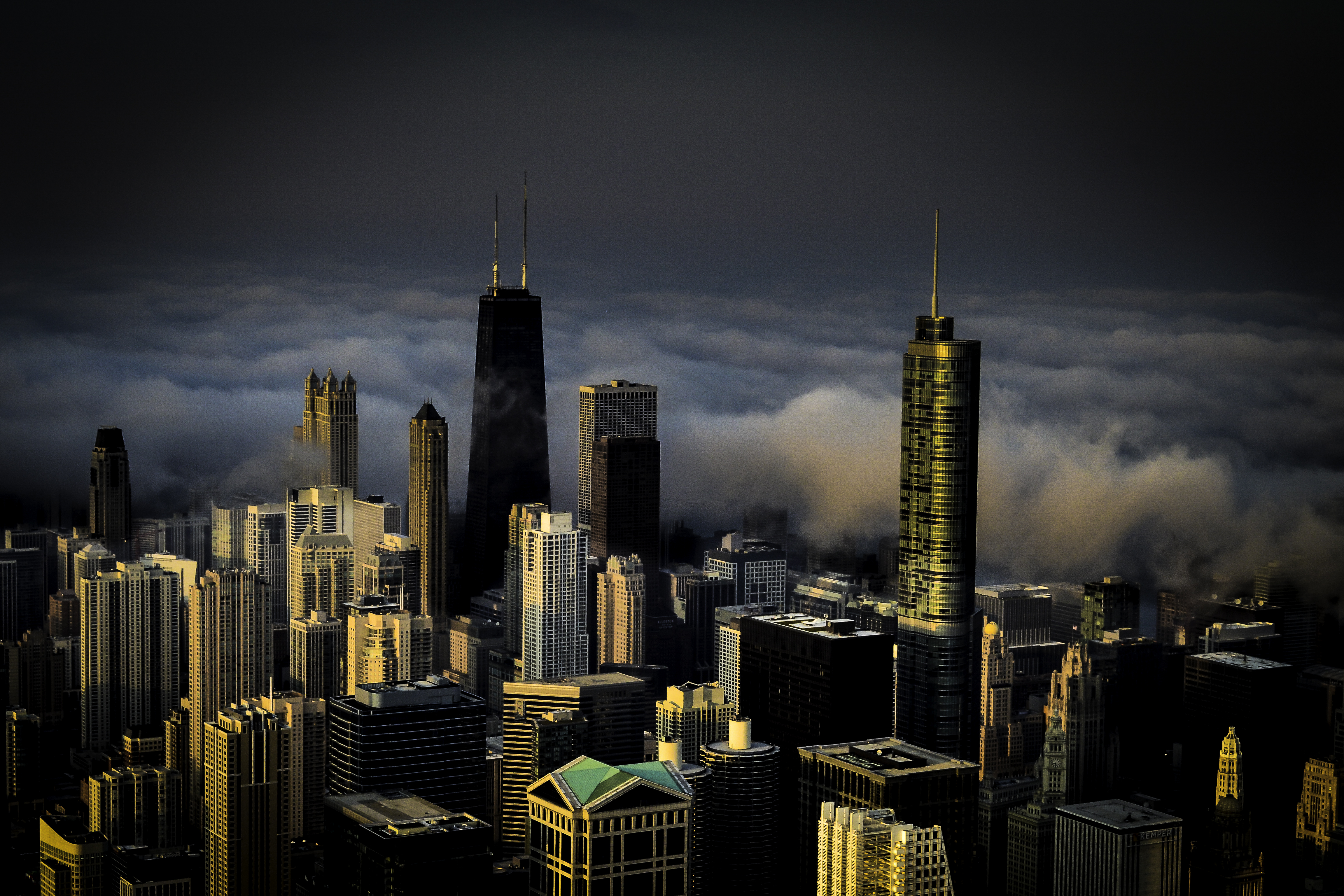 Обои облака туман Чикаго на рабочий стол