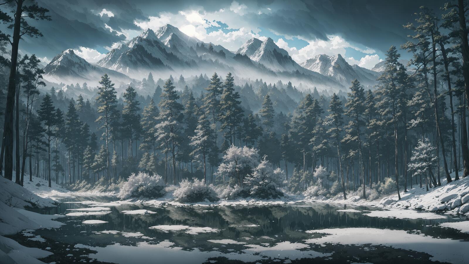Бесплатное фото Снежный горный пейзаж