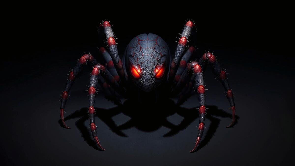 Рендеринг паук на черном фоне