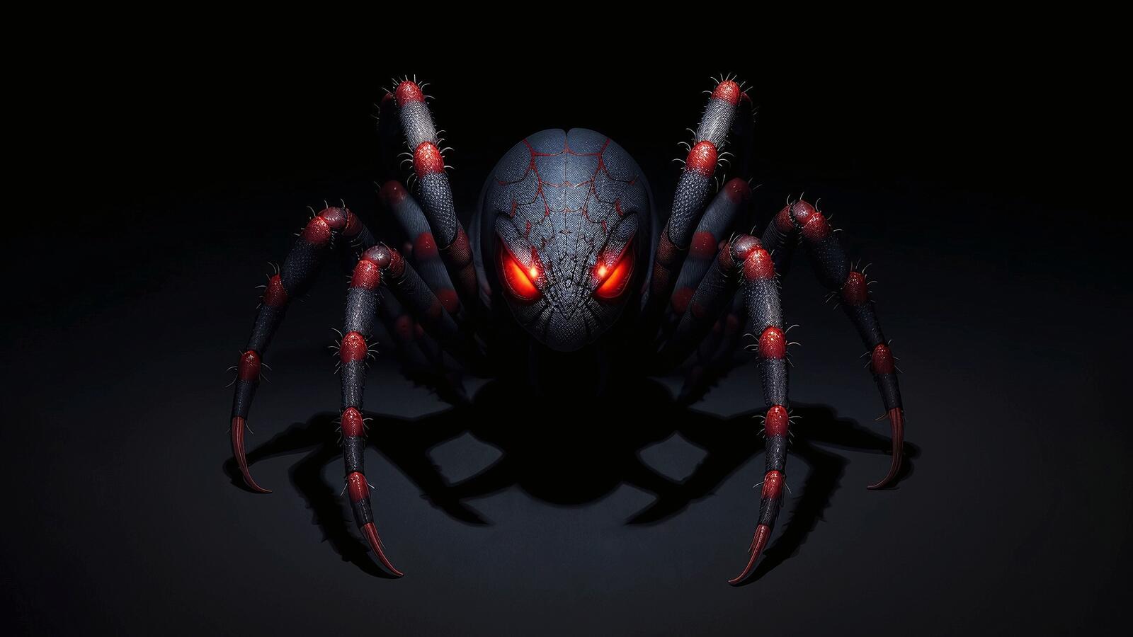 Бесплатное фото Рендеринг паук на черном фоне
