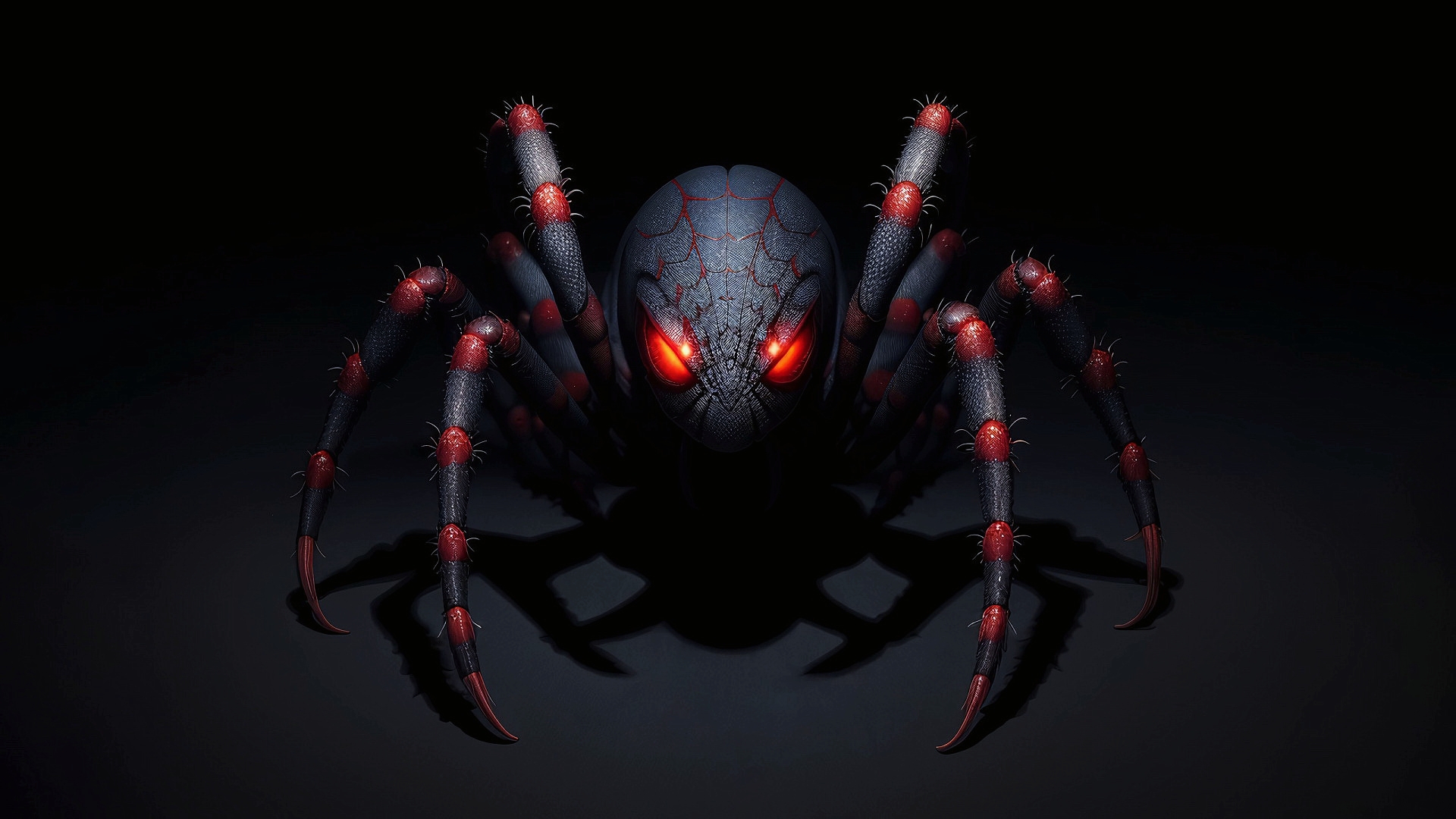 Бесплатное фото Рендеринг паук на черном фоне