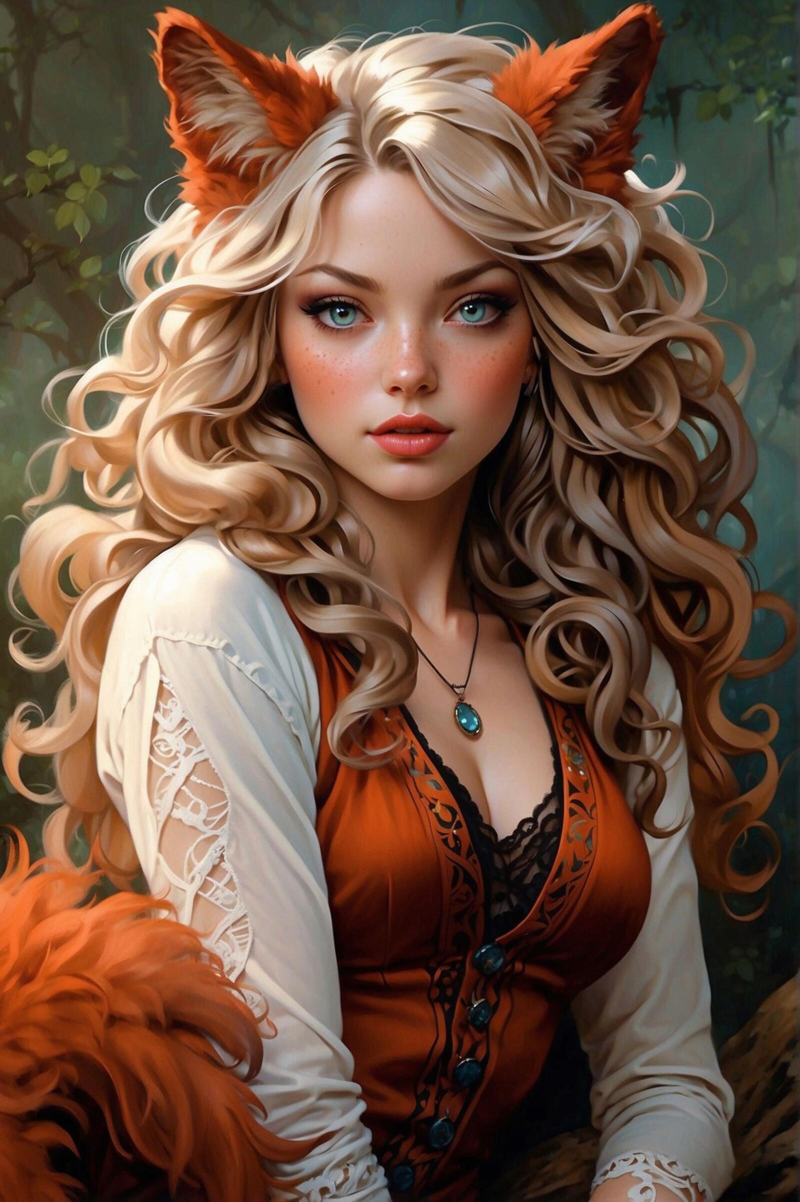 Бесплатное фото Красивая блондинка с ушками
