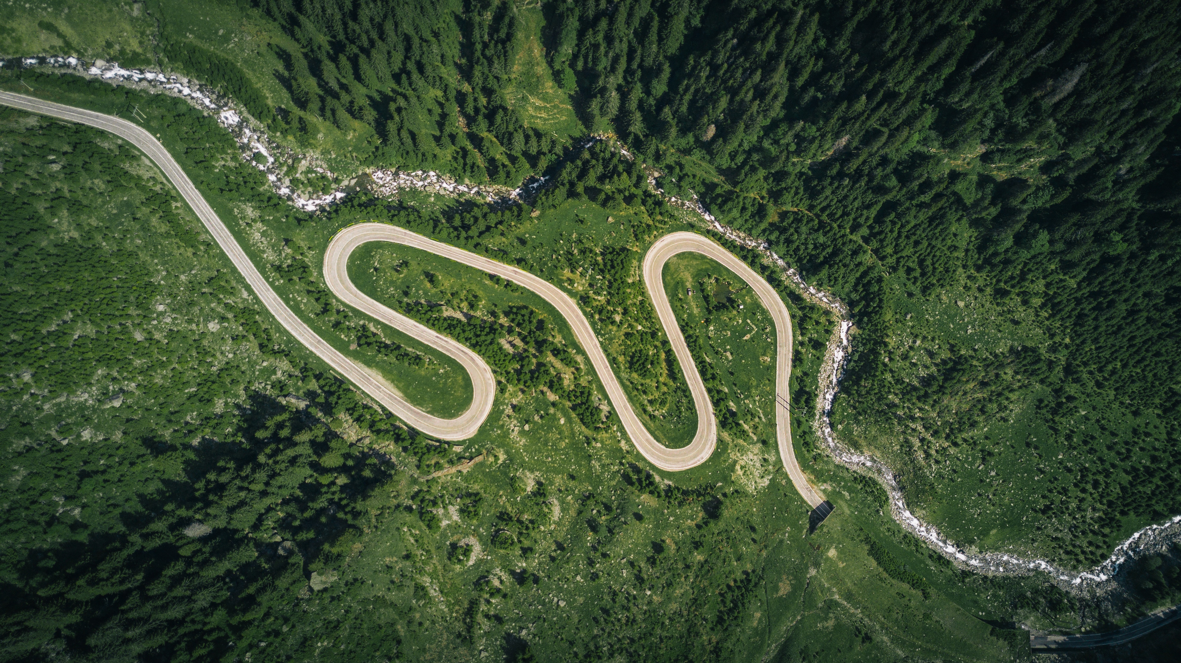 Free photo Winding road in the forest view from the quadcopter