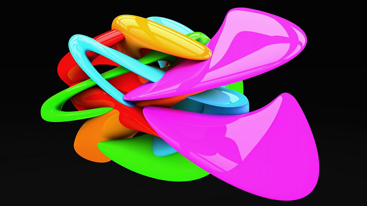 Coloured shapes with black background