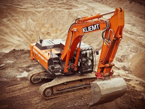 Excavator in a sand pit