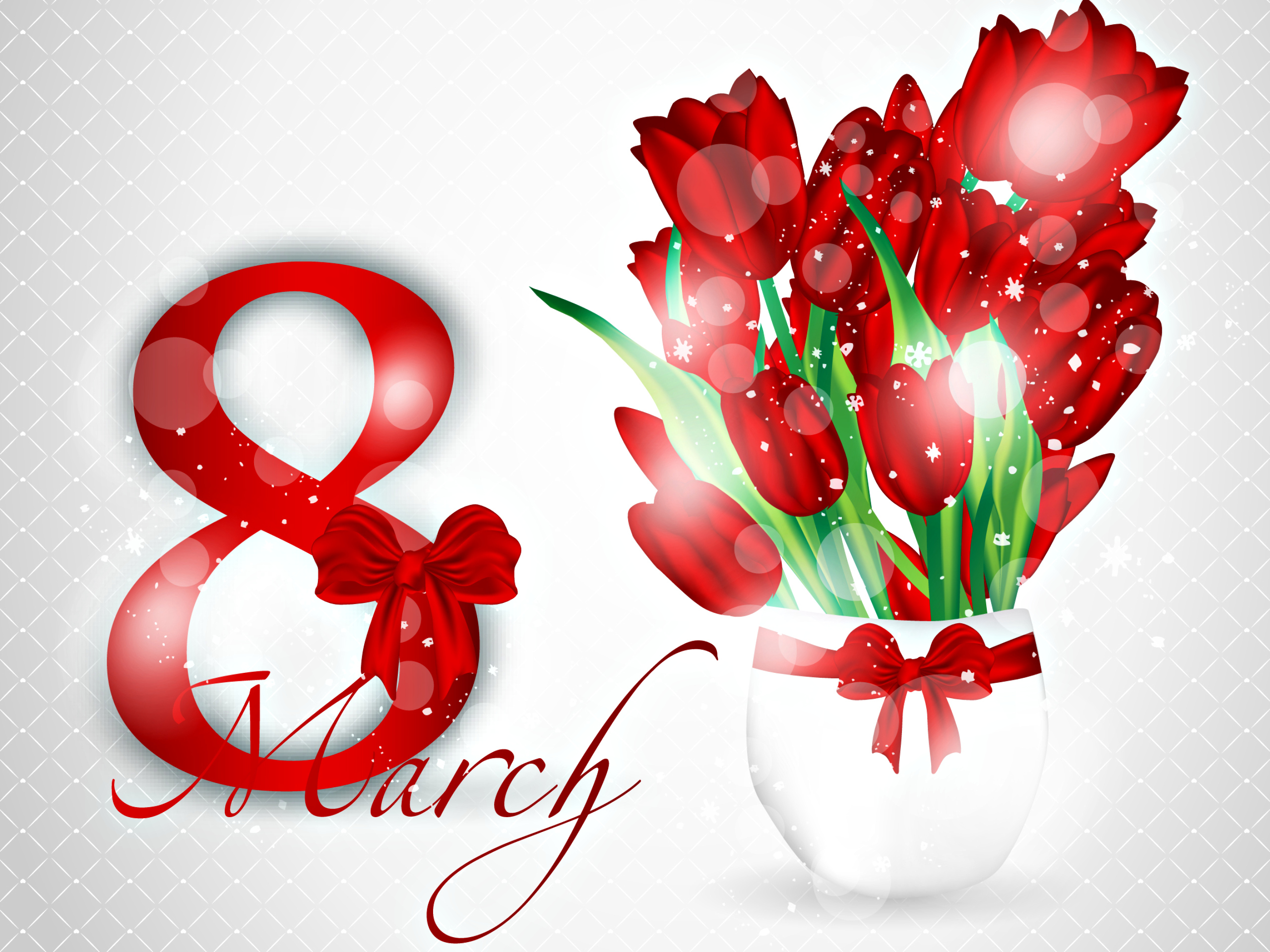 免费明信片祝贺 3 月 8 日，红玫瑰