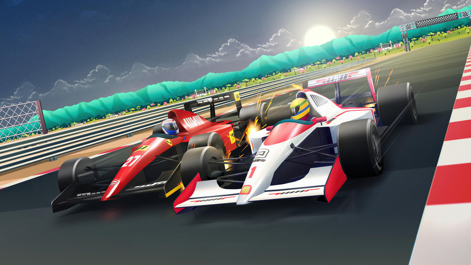 Free photo Formula 1 race in the game horizon chase turbo