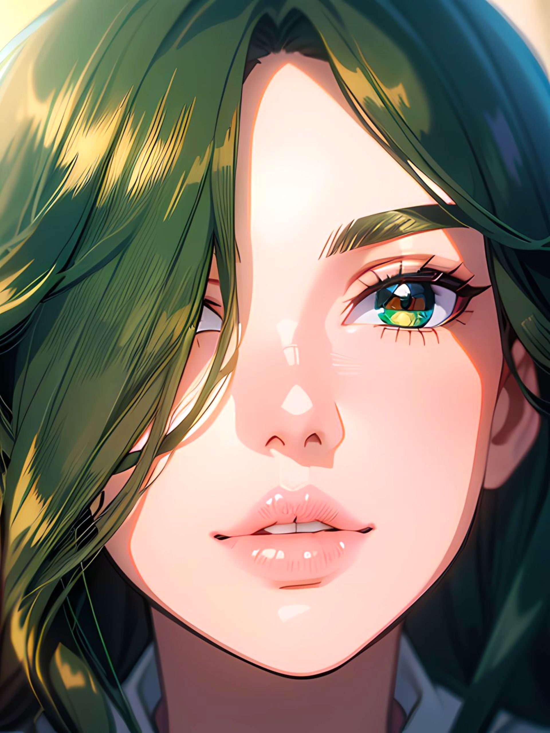 Бесплатное фото Красивая девушка, с зелеными волосами и зелеными глазами