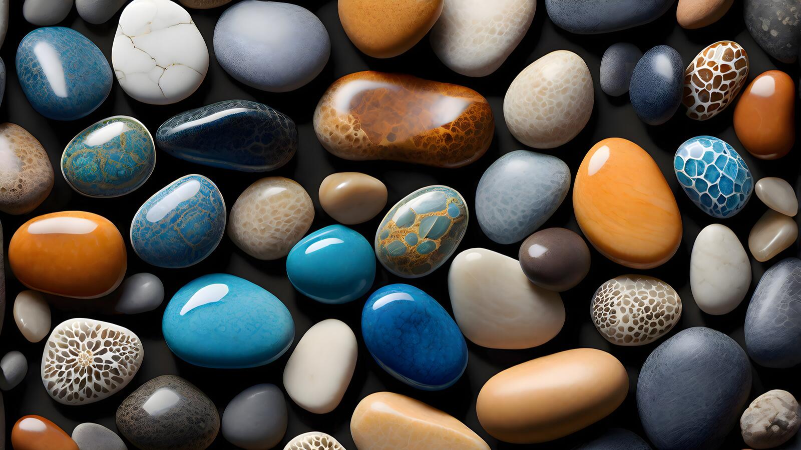 Free photo A mixture of coloured pebbles
