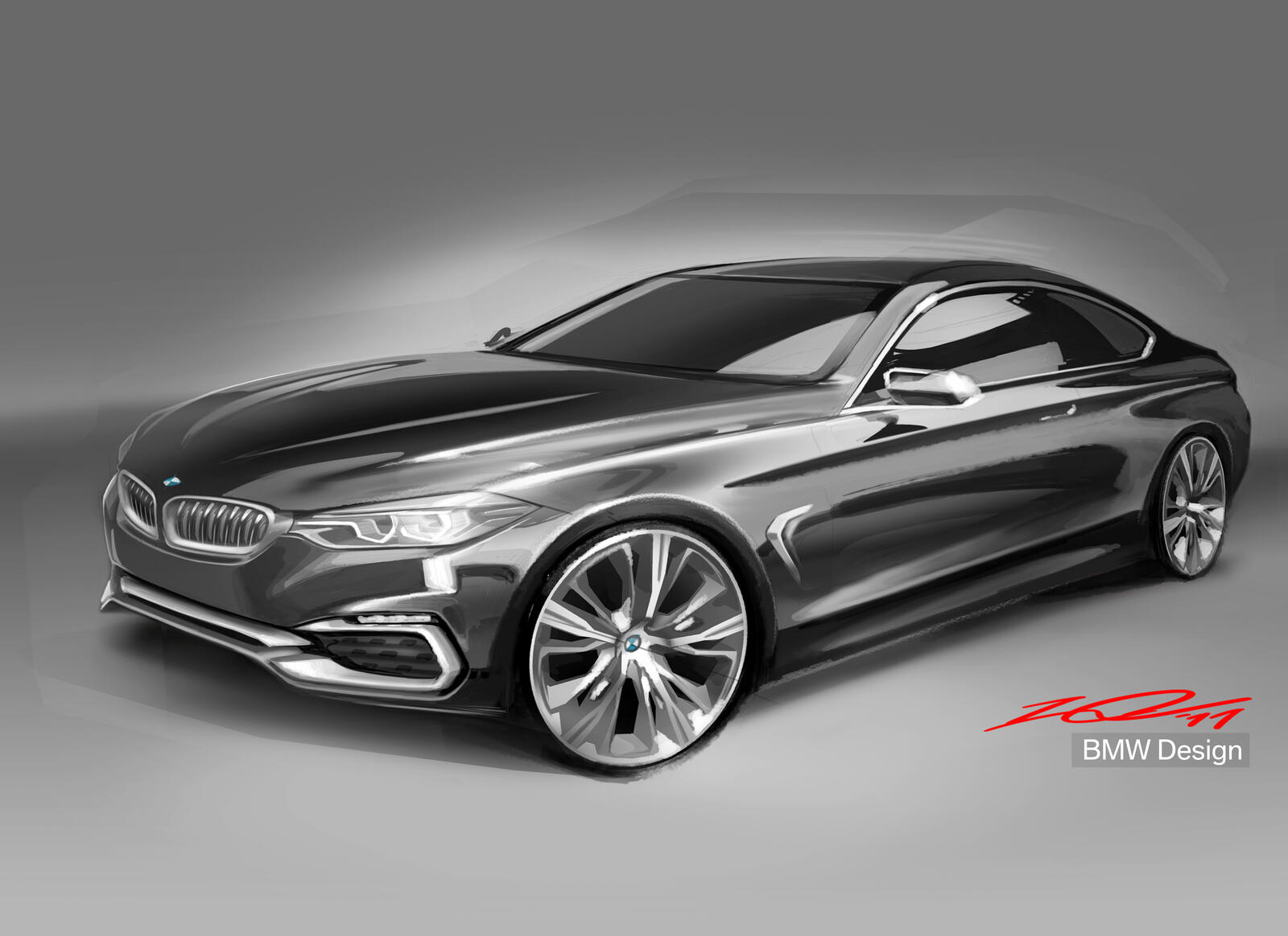 Free photo Drawing of the luxurious BMW 4 body F32