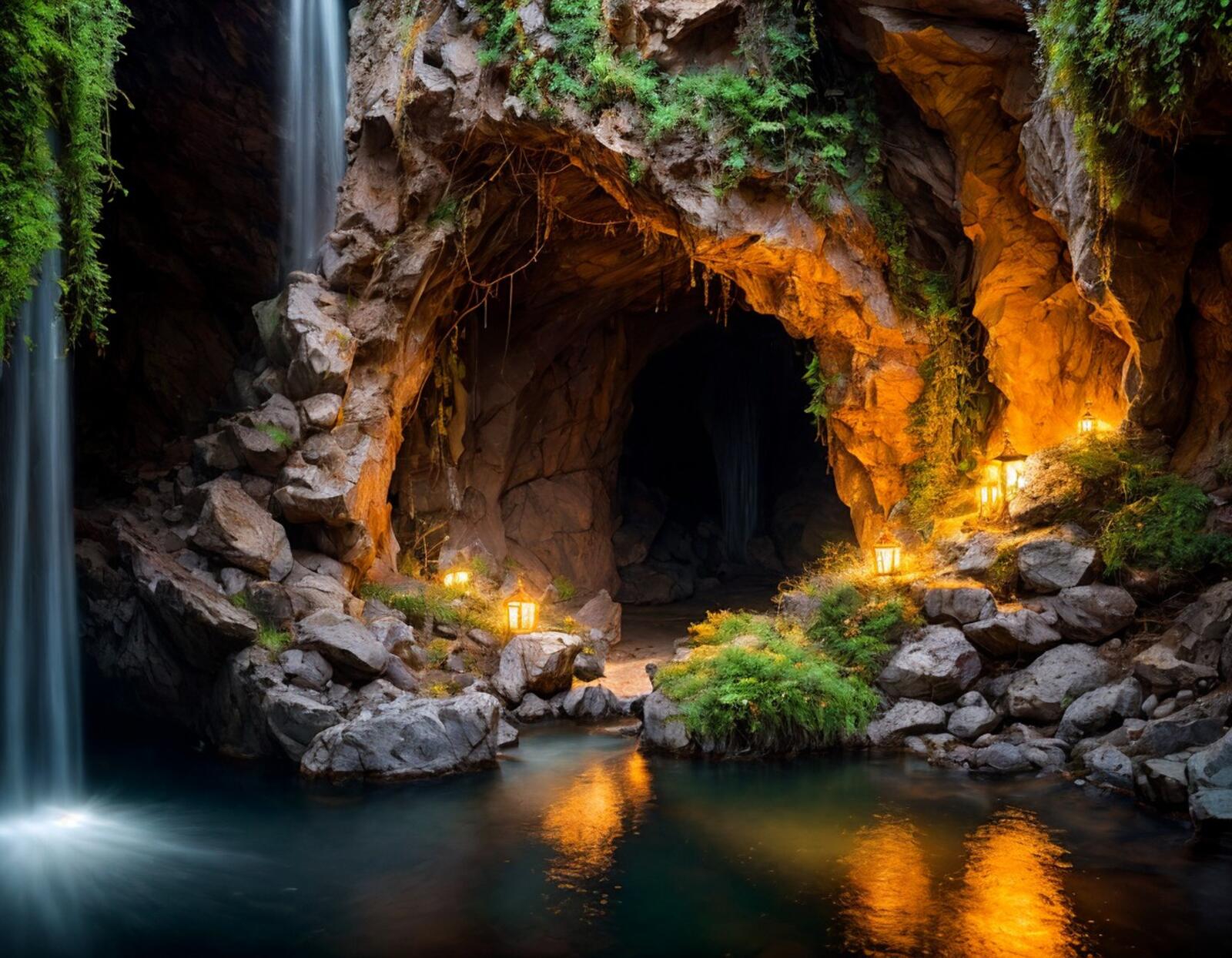 Free photo Illuminated grotto