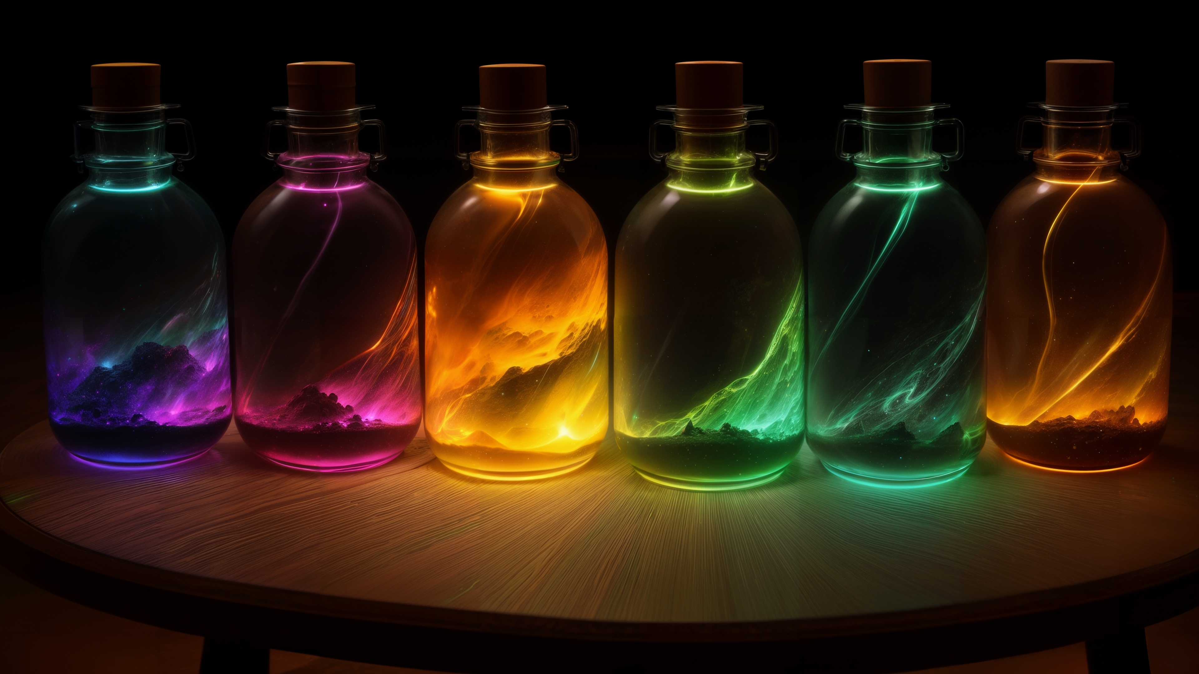 The magic bottles glow in the dark